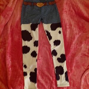 Cow Print Leggings with Denim Waistband